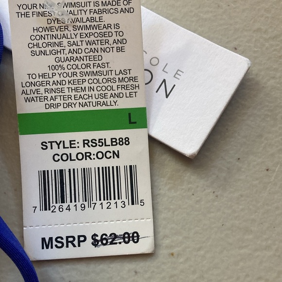Vivid blue Tankini new with tags. By Kenneth Cole. Size Lg. - Picture 5 of 5